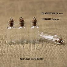 Botella de vidrio de corcho, frasco pequeño de exhibición de deseos Vintage, transparente, vacío, recargable, 3ml, 1/10OZ, 100 unids/lote 2024 - compra barato