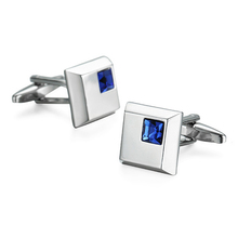 WN New high-end brand Square Silvery Blue Crystal Cufflinks fashion style design men's French shirt Cufflinks 2024 - buy cheap