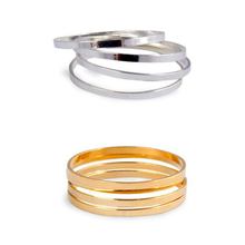Полированные Медные кольца с золотым и серебряным покрытием, розовое золото, металлические тонкие кольца средней длины для женщин 2024 - купить недорого