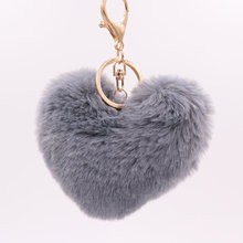 Брелок с пушистым помпоном Подарки для женщин мягкая форма сердца помпон поддельный брелок для ключей кролик мяч аксессуары для машины, сумки брелок 2024 - купить недорого