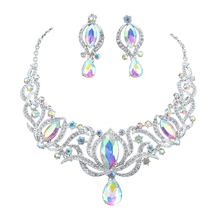 High quality Delicate Silver Color bridal  Jewelry Sets Necklace Earrings Women Wedding Party AB Color Jewelry Accessories 2024 - buy cheap