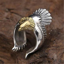 Nova personalidade retro anel de dedo para os homens design original antigo cor prata águia cabeça forma abertura anel festa jóias 2024 - compre barato