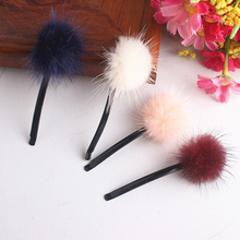 Plush Fur Ball Hair Accessories For Women PomPom Hairpins Cute Hair Clip Pins Feather Bijoux De Tete Hairgrip Barrette 2024 - buy cheap