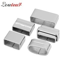 LOULEUR 5pcs/lot Stainless Steel Square Shape Big Hole Spacer Tube Beads Fit Flat Leather Cords Bracelets for Jewelry Making 2024 - buy cheap