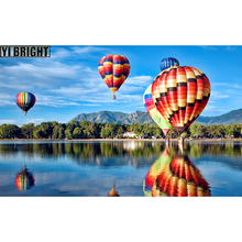 YI BRIGHT DIY bordado de diamantes 3D, punto de cruz, pintura "globo de aire caliente y Lago", pintura completa de diamantes, decoración del hogar, GT 2024 - compra barato