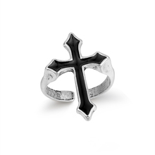 Geomee 1pc vintage preto grande cruz anel aberto para mulher festa jóias homens na moda gótico metal cor dedo anel anillo R58-1 2024 - compre barato