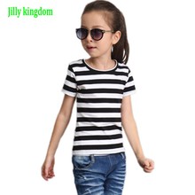 Jilly Cotton Baby Girl Clothes Summer Black&white Girls Striped T-Shirt Tee Children Clothing Short Sleeve Baby Girls T Shirt 2024 - buy cheap