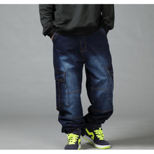 Pantalones Cargo holgados para hombre, jeans anchos de Hip hop para monopatín, de talla grande 30-46, novedad 2024 - compra barato