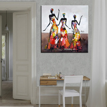 Handpainted modern Africa dance Women Figure Oil Paintings on Canvas Home Decoration Wall Art Large Knife Pictures for bedroom 2024 - buy cheap