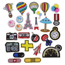 new arrival 10 pcs balloon clock tower capsule Camera Embroidered patches iron on cartoon Motif Applique embroidery accessory 2024 - buy cheap