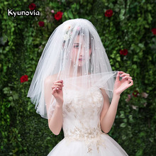 Kyunovia Wedding Bridal Veil Short Cut Edge 3 Layer With Comb Tulle Veil Royal Pearl Wedding  Bridal Veils velos de novia D107 2024 - buy cheap