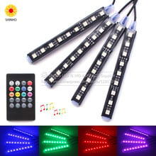 4Pcs Wireless Remote Music Voice Sound Control Car RGB LED Flash Neon Interior Light Lamp Strip Dash Floor Atmosphere Lights 2024 - buy cheap