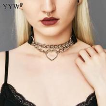 YYW модное сексуальное готическое кожаное ожерелье в стиле панк, колье в виде сердца, винтажное Очаровательное ожерелье с круглым воротником, женское ювелирное изделие для девочек, подарок 2024 - купить недорого