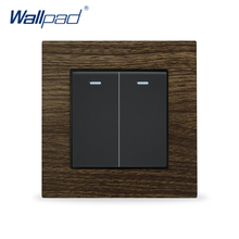 2-х клавишный промежуточный 3-ходовой переключатель деревянный дизайн металлическая панель Клавишные переключатели Wallpad роскошный настенный выключатель света Interrupteur 2024 - купить недорого