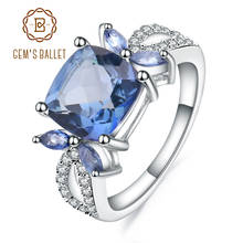 Женское кольцо с натуральным иолитом GEM'S BALLET, коктейльное кольцо с голубым мистическим кварцем из серебра 3,96 карат, ювелирные украшения из драгоценных камней для женщин 2024 - купить недорого