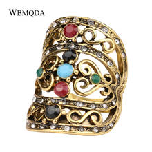 2018 New Bohemian Turkish Jewelry Ethnic Antique Gold Ring Women Hollow Heart Crystal Love Wedding Rings For Women Free Shipping 2024 - buy cheap