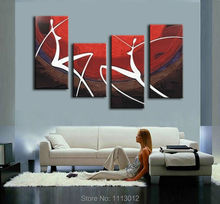 Sexy White Nude Girl Dancer Oil Painting On Canvas 4 Panel Nude Arts Set Modern Home Abstract Wall Decor Picture for Living Room 2024 - buy cheap
