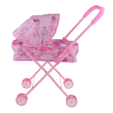 Mini Baby Push Cart Portable Folding Pushchair Doll Trolley Accessory Kids Pretend Play Toy Pink Room Item Doll Accessory 2024 - buy cheap