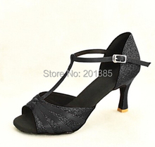 Оптовая продажа, женские черные блестящие бальные туфли для латинских танцев, сальсы, танго, все размеры 2024 - купить недорого