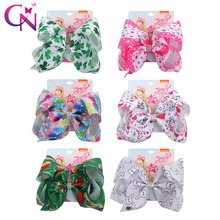 CN 7" Jojo Bows for Girls Jojo Siwa Large Printed Hair Bows for Girls with Clips Bowknot Handmade Hair Accessories 2024 - buy cheap