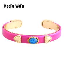 NeeFu WoFu 2020 New Crystal Flash Leather Bracelets bangles for women Fashion luxury Jewelry charm brand collection full pave 2024 - buy cheap