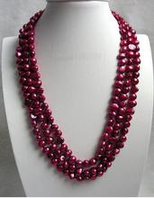 baroque 3row red wine freshwater pearls necklace >>>Free Shipping 2024 - buy cheap
