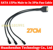 High Quality New SATA 15Pin Male to 3x 3Pin Fan Cable  27cm Free shipping 2024 - buy cheap