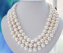 Hot selling>@@ 100% Natural 10-11MM WHITE FRESHWATER Cultured PEARL NECKLACE 50" -Bride jewelry free shipping 2024 - buy cheap