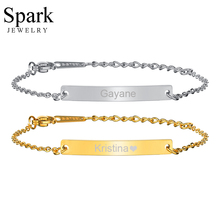 Spark-pulseira de gravação personalizada com nome, bracelete de aço inoxidável, para meninos e meninas, presente de aniversário 2024 - compre barato