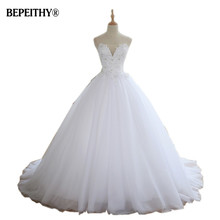 Vestido de noiva 2021, robe de casamento com grampo, coroa de casamento, trem de quadra, vestidos vintage 2024 - compre barato
