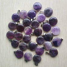 2019 Hot sell natural pruple crystal stone round shape charms pendants For jewelry making 50pcs/lot Wholesale free shipping 2024 - buy cheap