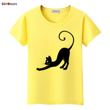 bgtomato Gentle and graceful black cat T-shirts for women summer cool trend tops Good quality brand tees casual shirts 2024 - buy cheap