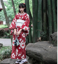 Traditional Japanese Floral Kimono with belt Womens Cotton Yukata Dress Japan Sexy Dancing Performances Cosplay Costume A60514 2024 - buy cheap