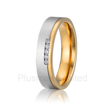 Anel-anillos de boda para mujer, color dorado, dos colores, estilo europeo, titanio personalizado, banda de promesa 2024 - compra barato