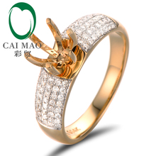 Anniverary 18K Yellow gold Natural 0.321ct Diamond Engagement Ring Jewelry Semi Mount 7mm Round Cut Setting 2024 - buy cheap