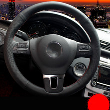 DIY Car Steering Wheel Cover for Volkswagen Tiguan Passat CC Lavida Sagitar Golf 7 POLO Bora Sew Leather Steering Wheel Cover 2024 - купить недорого