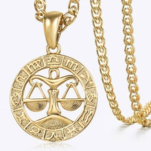 Womens Libra Pendant Necklace Gold Zodiac Sign Constellation Pendant For Woman Jewelry 2018 Gifts Wholesale Dropshipping HGP363 2024 - buy cheap