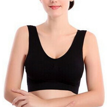 Colete de ioga feminino preto e branco, sutiã esportivo push up respirável sem costura, para ginástica e fitness, 1 peça 2024 - compre barato