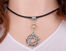 Collares de cuentas de pentagrama de bruja supernatural para mujer, Collar de cuero de brujería, colgante, joyería, accesorios 2024 - compra barato