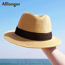 2020 летняя Панама джазовая, шляпа, соломенная шляпа от солнца, женская пляжная шляпа сомбреро, черная винтажная шляпа с широкими полями для мужчин 2022 - купить недорого