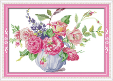Rose vase (4) cross stitch kit flower 14ct 11ct printed fabric canvas stitching embroidery DIY handmade needlework 2024 - buy cheap