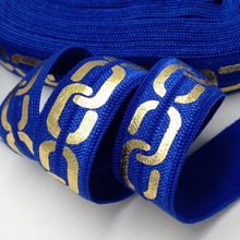 Cinta elástica con estampado de cadenas grandes, banda elástica de costura DIY, 5 yardas, Azul Real, 5/8 2024 - compra barato