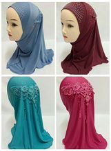 Красивая кисточка для девочек, детский мусульманский хиджаб, исламский шарф, Арабская шаль, головной убор 2024 - купить недорого