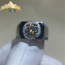 100%-anillo de oro de 18K para hombre, Diamante de moissanita, color D, VVS, con certificado nacional MO-0013, 750Au 2024 - compra barato