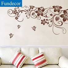 [Fundecor] DIY brown butterfly flower vine wall stickers home decor living room fridge art wall decals interior decoration 2024 - buy cheap