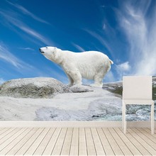 Personalizado 3D mural, Ursos céu Polar animais natureza papel de parede, Sala de estar sofá tv parede crianças quarto grandes murais de parede 2024 - compre barato