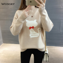 Women Knitted Sweater And Pullovers Full Sleeve Korean Style Fashion Embroidery Sweaters Winter And Autumn 2019 New 2024 - buy cheap