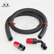 AN12 12-AN STAINLESS/Nylon  BRAIDED OIL/FUEL LINE HOSE 1M/3FT+STRAIGHT black & red +90 Degree  SWIVEL FITTING BLACK & RED 2024 - buy cheap