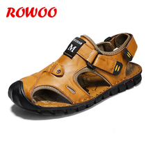 Summer Shoes Fashion Beach Sandals High Quality Men Genuine Leather Sandals Brand Male Sandal Casual Cow Leather Men Sandals 2024 - buy cheap