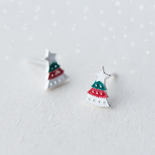 Серьги-гвоздики MloveAcc из стерлингового серебра 925 пробы в виде рождественской елки для детей, эмалированные ювелирные изделия, рождественский подарок 2024 - купить недорого